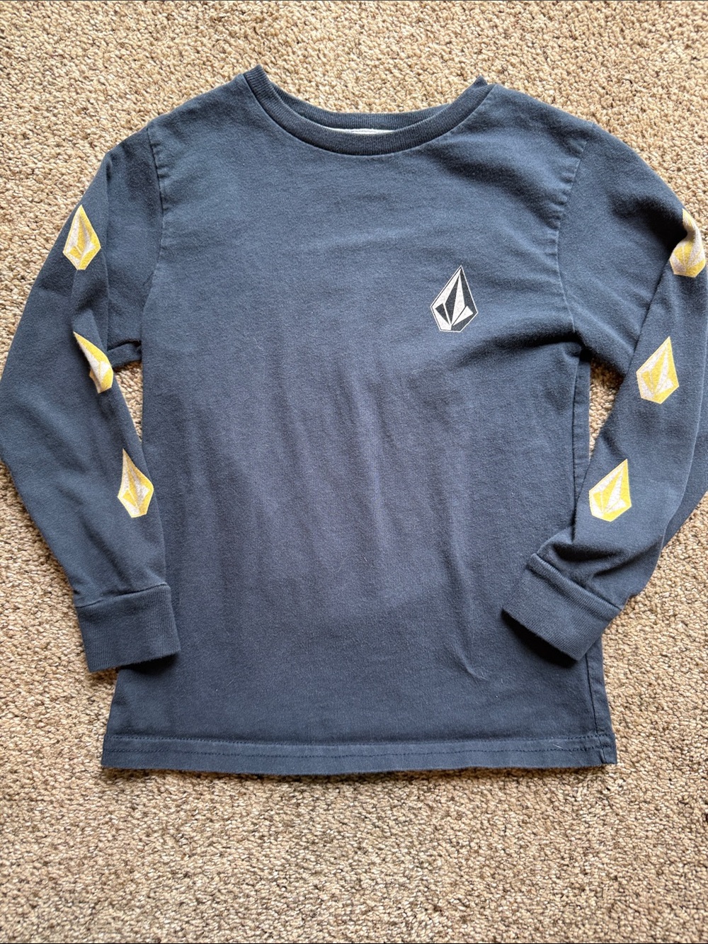 Volcom | “Washed Black” Long-Sleeve Tee with Yellow Sleeve Logos